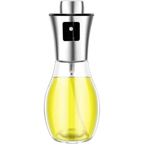 Vaporisateur d'huile, pulvérisateur d'huile d'olive 200 ml avec distributeur en acier inoxydable étanche, bouteille d'huile en verre pour barbecue/cuisine/salade [Classe énergétique A+++]