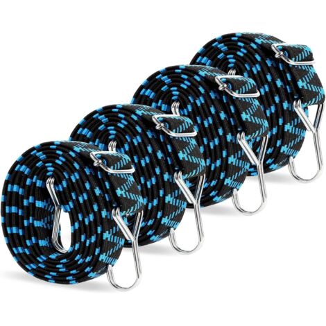 Tendeurs Elastique Plat avec Crochets 2M,Sandow Reglable Elastique avec Crochet Métal,Corde Elastique pour Bagages, Sangle Demenagement Elastique Large pour Velo,Moto,Voiture,Bache,Camping,Remorque (1/5)