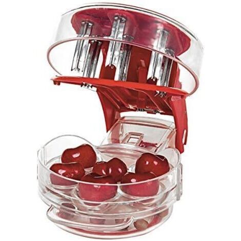 Dénoyauteur, multi dénoyauteur pour cerises, de noyaux de cerises, retrait de graines à pression facile avec 6 dénoyauteurs pour cerises rouge