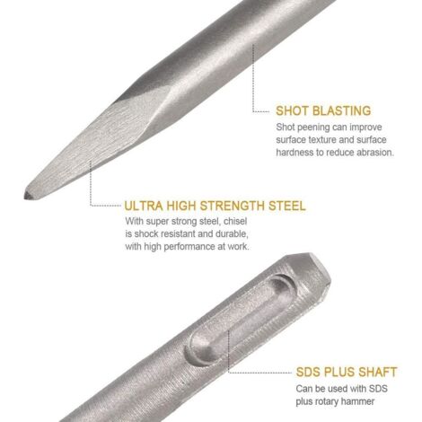 WERHE SDS Plus Burin Plat + Burin Pointu 600 Mm – Set 2 Pièces 18 Mm & 25 Mm – Pour Béton, Maçonnerie, Carrelage – Qualité Pro