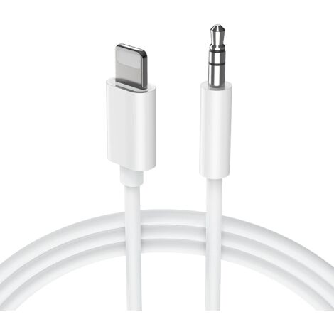 Câble Audio Auxiliaire Voiture pour iPhone 12,Auxiliaire Voiture Jack 3,5mm Stéréo Mâle Compatible iPhone 14/13/12/11 Pro Max/Pro/8/8Plus/7 Plus/X/XR, Maison - Blanc(1M) (1/5)