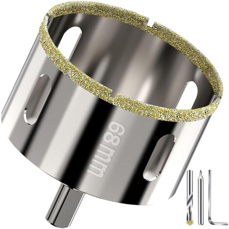 Scie Cloche Diamant 68 mm, Foret Diamant avec Foret Guidage Central, Scie Cloche Carrelage avec Revêtement de Surface en Diamant pour Coupe de Verre, Carrelage, Céramique, Marbre, Calcaire