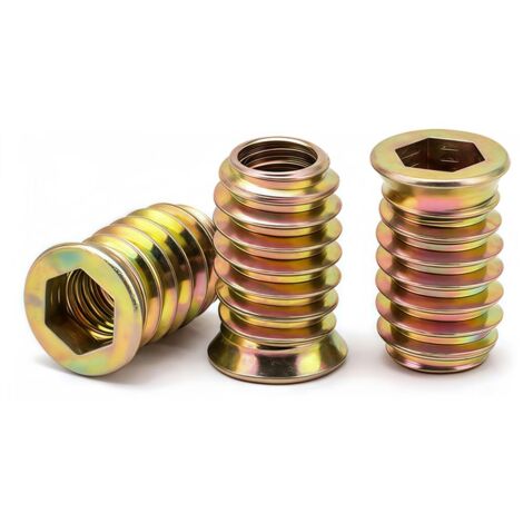 Pack de 30 pièces M6 Écrou hexagonal fileté en alliage de zinc, Écrous d'Insert en alliage de zinc Assortiment (M6X15mm)