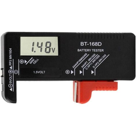 Testeur de Piles numérique,Testeur de Piles Universel,Batterie Testeur,pour AA, AAA, C, D, PP3, 9V, 1.5V, Piles Bouton - Fonctionne sans Pile
