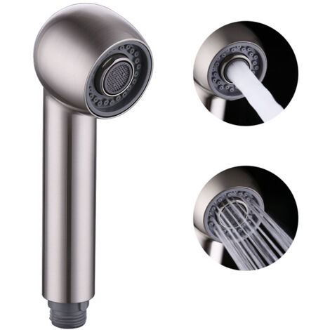 Douchette Robinet Cuisine Remplacement 2 Jets Tête Douchette pour Mitigeur extractible Cuisine, Filetage droit G1/2, Nickel Brossé (1/5)