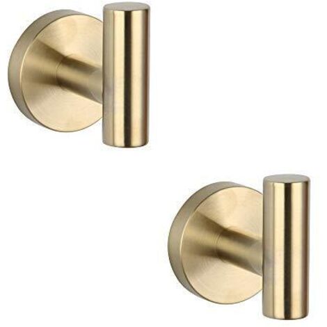 Lot de 2 patères en acier inoxydable SUS 304 doré brossé pour salle de bain