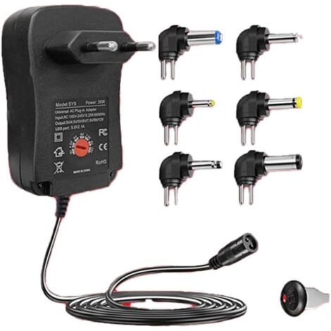 12W Adaptateur Alimentation Universelle 3V 4,5V 5V 6V 7,5V 9V et 12V, Chargeur Secteur Transformateur DC 220V pour VTech Kidimagic Starlight Kidi LightShow Party Sorio 1 2 3S 3 MobiGo Genius