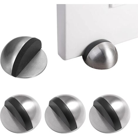 Butée de Porte,Arret de Porte en Acier Inoxydable,Butée de Porte Adhesive,Butoir Porte au Sol,Butée de Porte en Caoutchouc ,Demi Lune Bloc Porte, pour la Maison et le Bureau,4 Pièces (1/5)