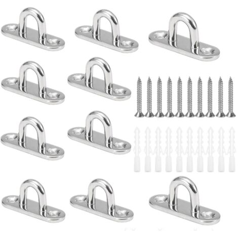 10 Pièces M5 Crochets de Plafond en Forme U en Acier Inoxydable 304 de Base 15 x 45mm Support Mural Plaques à Oeil (1/5)