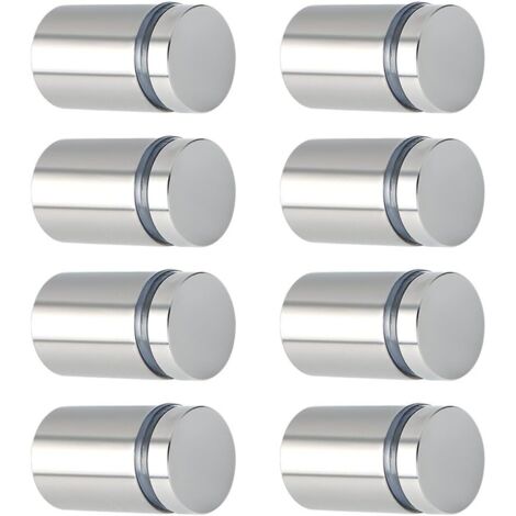 8 Pcs Publicité Vis en Acier Inoxydable Entretoise de Verre Publicitaire pour Plaques et Présentoirs de Signe, 19 mm de diamètre  25 mm de Longueur Brossé