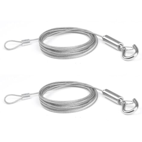 2Pcs x 2M en Câble de Acier Inoxydable Bet Crochet Corde pour Vêtements/Lumières/Photos Max Stand 30KG