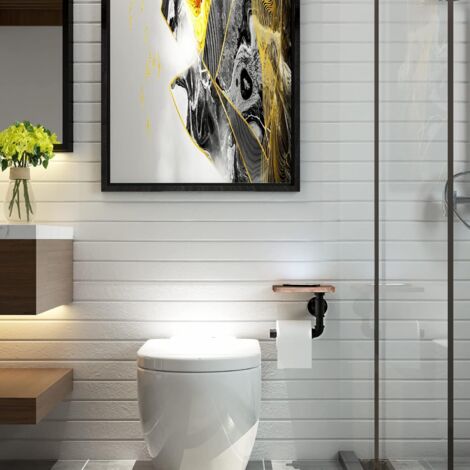 Support Mural Papier Toilette Industriel En Bois Et Fer - Style Rustique Avec étagère Demi-cercle - Pour Salle De Bain, Déco Intérieure - 8