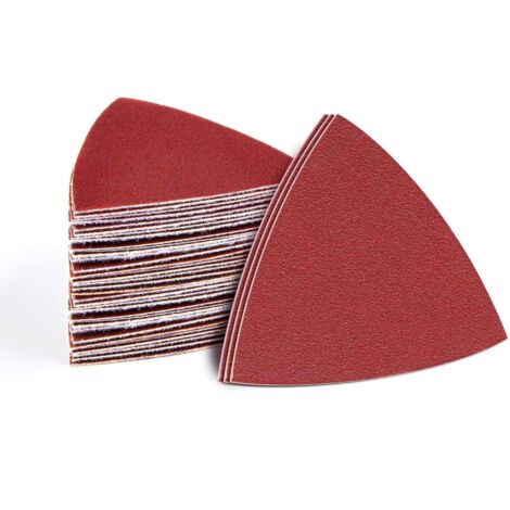 Papier de Verre Triangulaire Multi-usages Assortiment de Grains (60, 120, 240) 60 feuilles de 80x80x80 mm Papier de Verre pour Ponceuse Orbitale Triangulaire