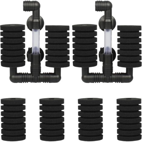 2 PCS Kit Filtre Exhausteur Aquarium Filtre d'aquarium Double avec 4 Éponges de Rechange pour Filtrage Biologique et Mécanique (1/5)