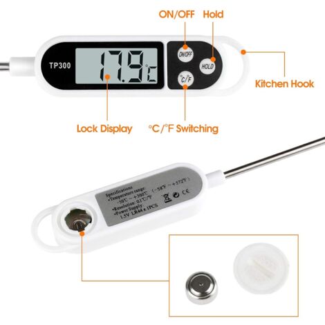 Thermometre Cuisine Avec Écran LCD Thermomètre Numérique Digital Avec Sonde Longue Haute Precisionlecture Instantane Thermometre Cuisson 92761496
