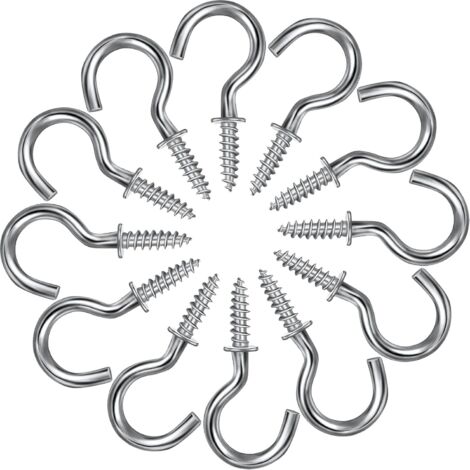 120 Pièces Crochets à Vis Crochet Métal de Tasse Cintre avec Vis Crochet de Plafond Cintre de Tasse Armoire Crochet à Vis pour Suspension Tasse Clé Intérieur Extérieur (Argent, 1/2 Pouce)