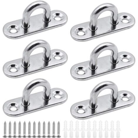 6 pièces plaques à œillets Plaque de Couverture en Acier Inoxydable Plaque de mât de 5mm Crochets de Fixation Robustes pour Crochets muraux chaises suspendues auvent Accessoires de Bateau etc