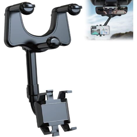 Support Telephone Voiture Retroviseur, 360°Rotatif Rétractable Support Smartphone Voiture, Support Portable Voiture pour Smartphone de 4 à 6,7 Pouces