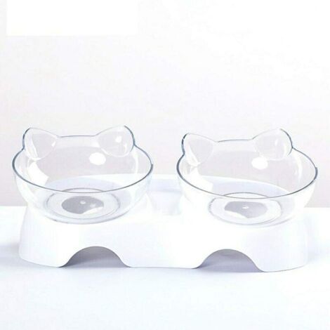 Double Bols pour Chat, Bol orthopédique pour Animaux Anti-vomissements, Bol pour Chien Kitty’s Food Water Bowl, Plat incliné pour Chat protège la Colonne vertébrale, Bol incliné à 15 ° (1/5)