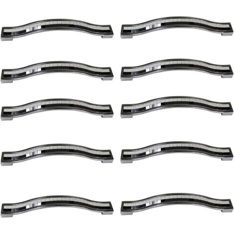 Lot de 10 poignées de tiroir en alliage strass cristal pour commode armoire de cuisine placard, noir et blanc, 128MM-10PCS (1/4)