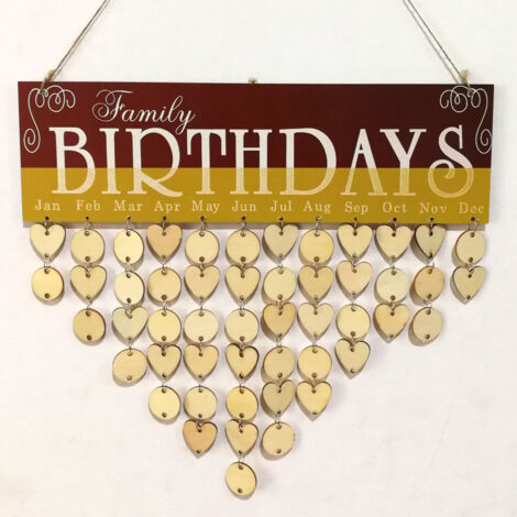 Calendrier Suspendu Zhouba Family & Friends, Plaque En Bois Pour Rappel Danniversaire Decoration Dinterieur~p145144776