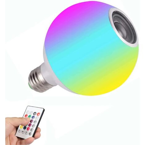 E27 Haut-Parleur Bluetooth Smart Music Ampoule LED, avec Télécommande Audio Ampoule Lumière, LED RGB sans Fil Lecture de Musique Haut-Parleur Dimmable Ampoule