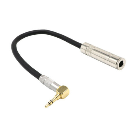 Câble Audio 3,5mm à 6,35mm Prise Mâle 3,5mm à Angle Droit vers Prise Femelle 6,35mm Connecteur Adaptateur Audio Stéréo 1/8" Mâle vers 1/4" Femelle 30cm (1/5)