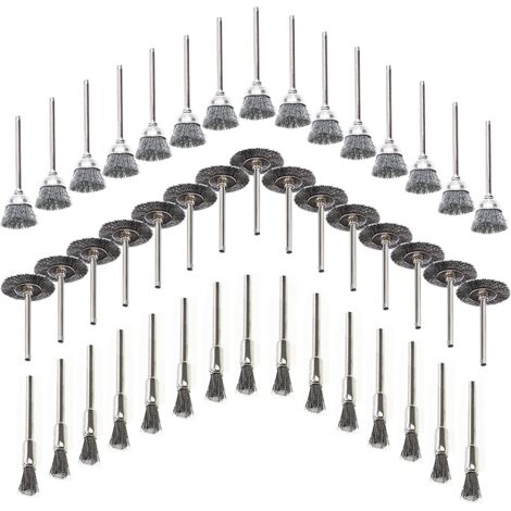 45 pièces Brosses Métalliques, Fil d'acier Inoxydable Métallique de Forage Brosses Rotatifs, pour Métal pour Perceuse Outils, Polissage, Dérouillage, Bois en Ébarbage