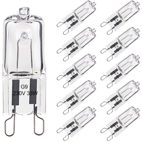 Lot de 10 Ampoule G9 33W  Blanc Chaud, Halogène G9 Pour Four Tolérance de 300°C, G9 Ampoules Capsule Filament 420LM 230V