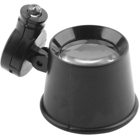 Oeil de loupe 10X, loupe Simple en Verre léger, lumière LED Forte résistance aux Chocs Bonne Transparence pour horloger bijoutier
