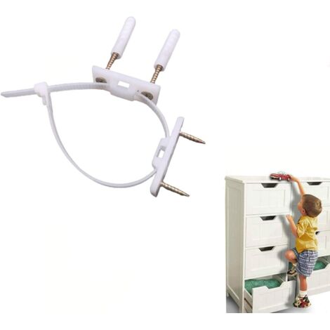 Sangles De Sécurité Meubles 2 Pcs - Crochet Anti-Basculement Adhésif Sans Perçage Pour Bébé Et Animaux