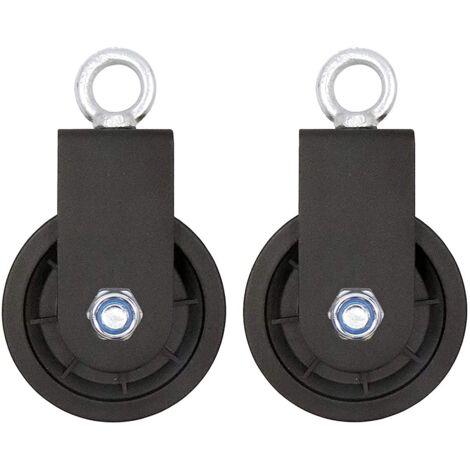 2 poulies Poulie de câble de 90 mm Roue de traction à rotation à 360 degrés pour système de poulie, équipement de bricolage, bloc de levage, échelle de levage, équipement de gymnastique (1/5)