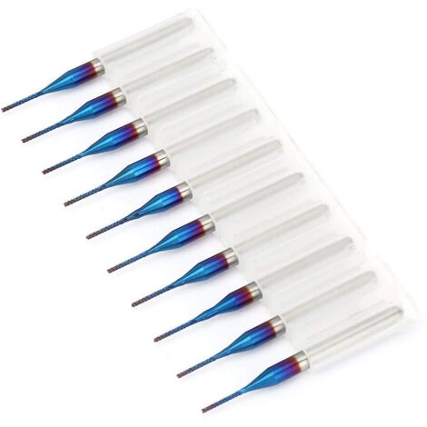10pcs Cône Fraise en Carbure de Tungstène Bleu Enduit Fraises en Bout pour Machine de Gravure Carte de Circuit Imprimé SCM (0.8mm) (1/5)