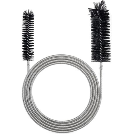 Aougo – Brosse de nettoyage flexible pour tuyaux – Longueur 200cm – Acier inoxydable – Poils en nylon anti-rayures – Pour tuyaux incurvés