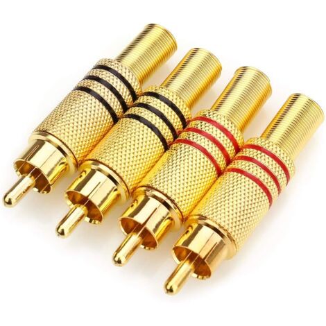 Haut-Parleur Phono RCA plaqué Or - Adaptateur de connecteur Balum de Type Balai Audio/vidéo à 2 vis pour multimédia et vidéo Surveillance -4P