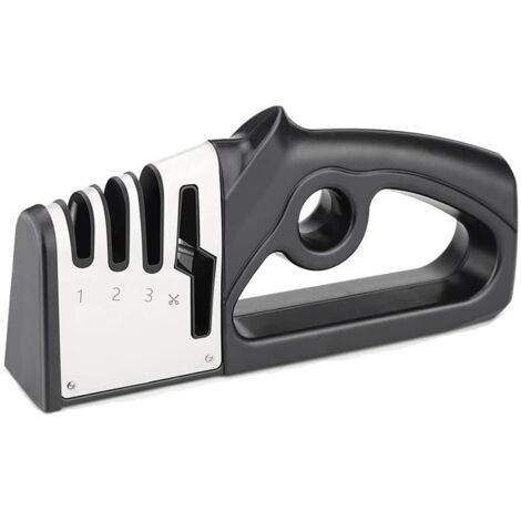 Aiguiseur Couteaux Professionnel, 4-en-1 Aiguiseur de Cuisine Affuteur Couteau et Ciseaux, Knife Sharpener avec Gomme antidérapante pour Couteaux en INOX et Céramique (1/5)