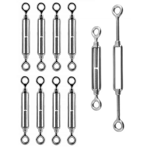 10pcs Tendeur de câble avec crochet et œillet - En acier inoxydable 304, Tendeur M6. (1/5)