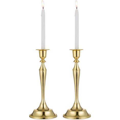 Lot De 2 Bougejoir À Simple Tête, Métal en Forme De Sablier Bougeoirs Chandeliers, Compatible avec Tous Les Taille Standard Bougeoirs (Or, 2 x Grand) (1/5)