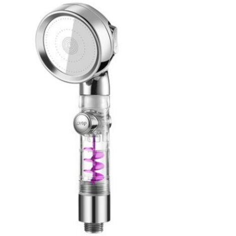 Pomme de douchette,Pommeau de Douche Anti Calcaire Filtrant, 3 types de jets et interrupteur marche/arrêt, douche à effet pluie à économie d'eau, douchette à main haute pression (argent) (1/5)