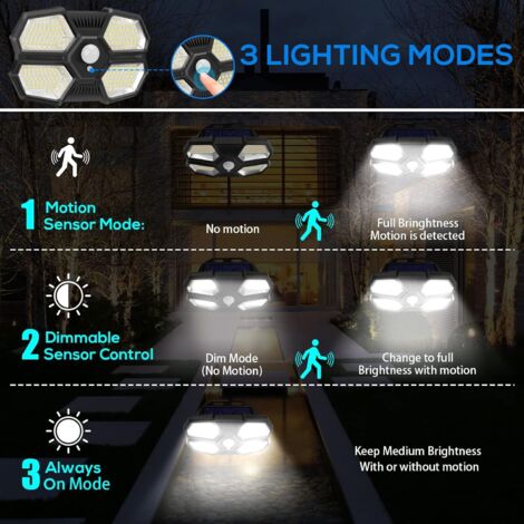 Lampe Solaire Extérieur, 231 LEDs, Projecteur Solaire avec Éclairage à 300°, Lampe Murale Lampe Solaire Extérieur, 231 LEDs, Projecteur Solaire avec Éclairage à 300°, Lampe Murale