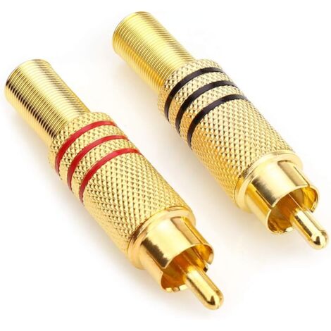 Haut-parleur phono RCA plaqué or - Connecteurs audio AV Cinch à 2 vis pour la surveillance multimédia et vidéo (1/4)