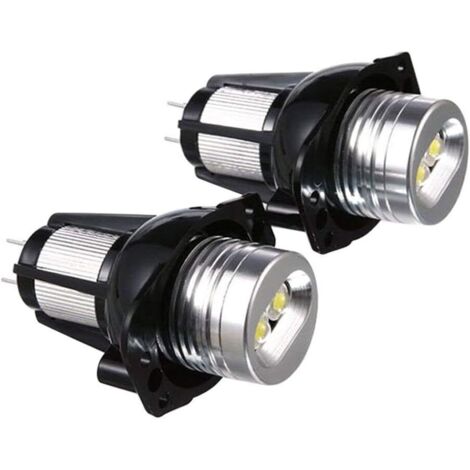 2Pcs E90 Halo Ring LED Light 6W Marker Bulb Xenon White, Phare Automobile Lampe de Direction Signal de Frein Feu arrière de recul (Noir)