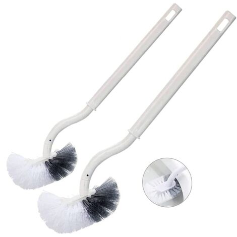 Aougo – Brosse WC 2PCS – Manche long 40 cm – Poils rigides et doux pour nettoyage en profondeur – Plastique blanc