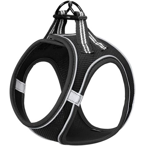 Harnais pour Chiens Harnais,Rembourré en Mesh Doux pour Chiots Veste Respirant Réglable Réfléchissant Intérieur Noir, S