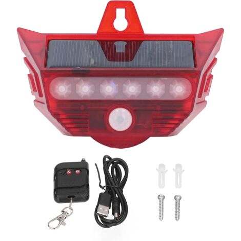 Alarme de lumière de sécurité solaire Voyant d'avertissement simulé à énergie solaire 4 modes Télécommande Capteur de mouvement Lumière solaire étanche Économie d'énergie Lampe clignotante pour extéri (1/5)