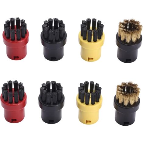 Lot de 4 brosses rondes de rechange pour nettoyeur vapeur Karcher SC1 SC2 SC3 SC4 SC5 (jaune, rouge, noir, cuivre) (1/5)