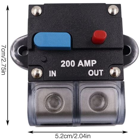 Auto Disjoncteur Protection De Voiture 200A, Auto-disjoncteur de Réinitialisation 12-48V DC Auto Disjoncteur étanche avec Commutateur Réinitialisation de Fusible pour Voiture Bateau Moto Marine