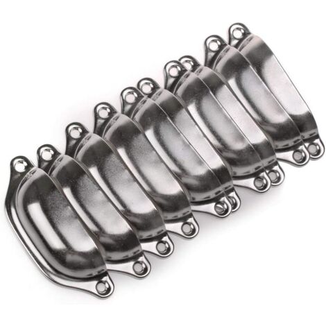 Lot de 10 Poignée Bouton de Porte 98mm Décoration pour Meuble Tiroir,Poignées de Meuble Vintage Boutons de Meuble Poignées de Porte Coquille Avec de Vis - Argent