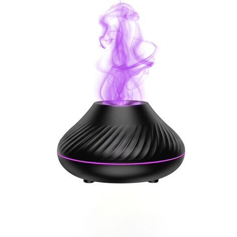 Diffuseur d'Huiles Essentielles,130ML USB Humidificateur Ultrasonique d'air Arôme Portable, Simulation de Flamme Diffuseur d'Arôme et Humidificateur, pour Chambre Spa Yoga Bureau (noir) (1/5)