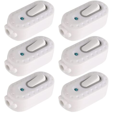 Interrupteur Bi-polaire,6 Pcs 6A Compact en Plastique On/Off Interrupteur à Bascule Interrupteur à Bascule Led Interrupteur en Ligne Cordon Lumière Interrupteur avec voyant pour Petit Appareil
